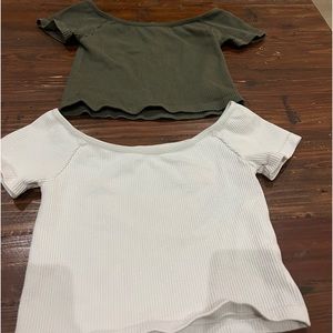 2 off the shoulder crop shirt